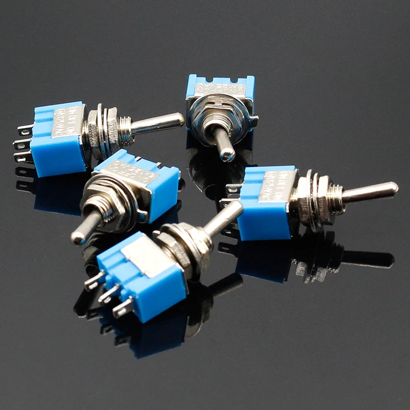 5pcs/lot Mini MTS-103 3-Pin SP3T ON-OFF-ON 6A 125V 3A250VAC Toggle Switches Good Quality Free Shipping