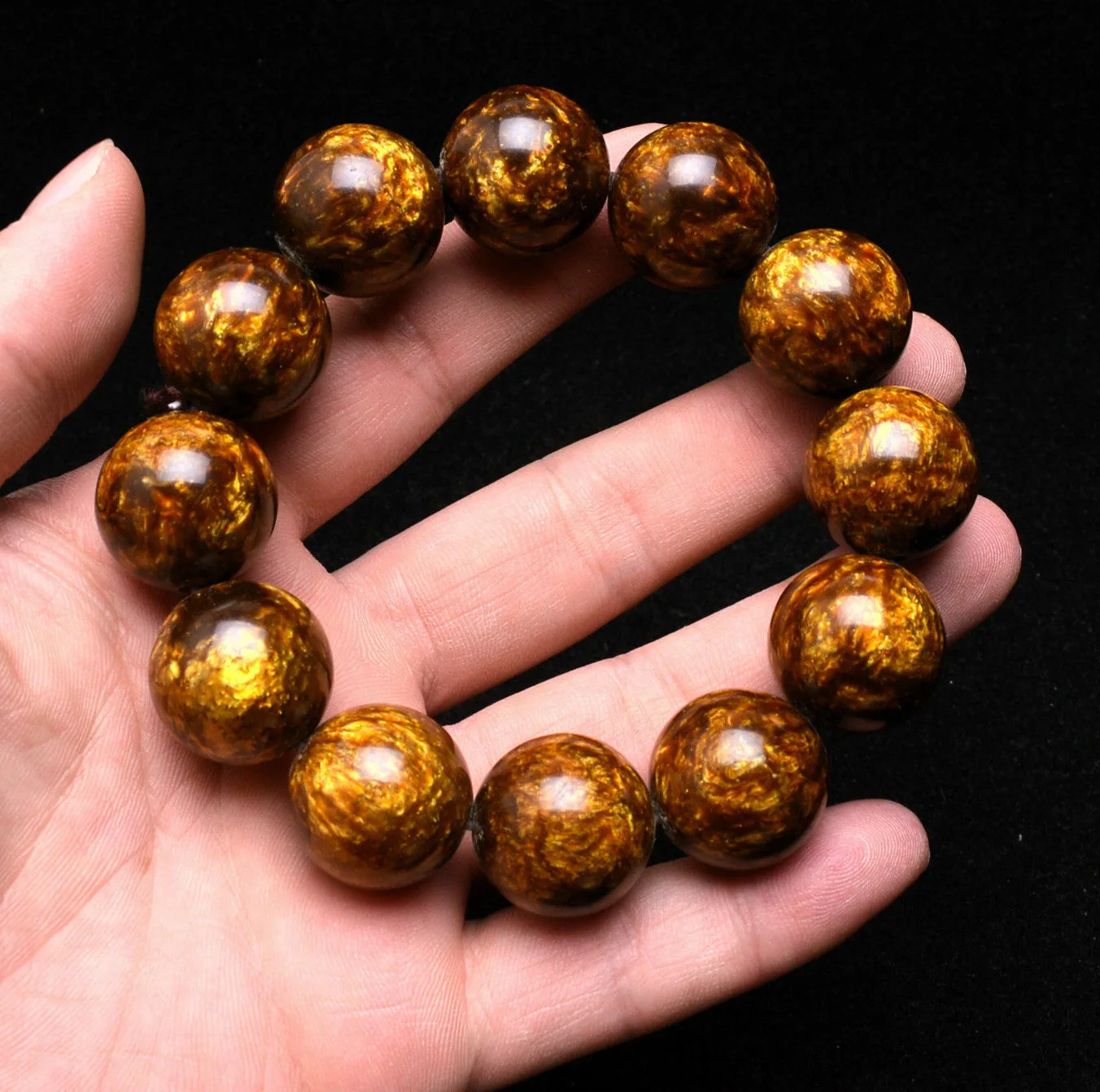 Genuine Golden Black Coral Sea Willow Bracelet Beads 20 mm