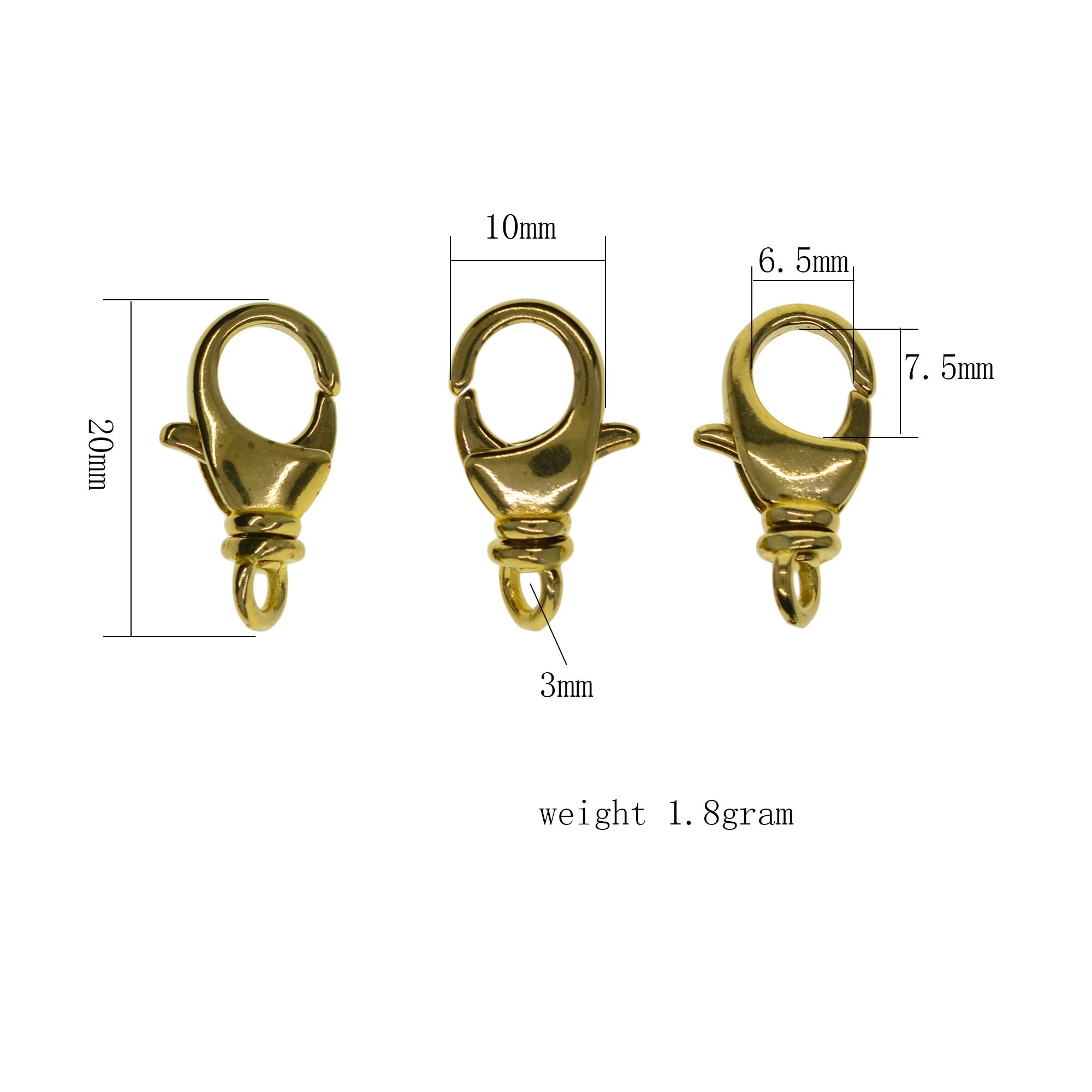 6pcs Korea Handmade 20mm 0.8inch Fine Solid Brass Swivel Lobster Claw Clip Hook Spring Snap Clasp Jewelry DIY Accessory