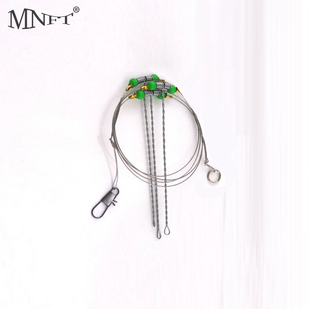 MNFT 5PCS String Hook Bracket Anti-Winding Swivel String Sea Fishing length Steel Rigs Wire Leader Fish Hooks 8 10 12 19 cm