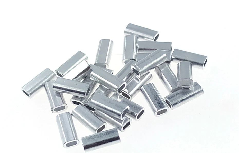 50-teilige Angel hülsen aus Aluminium ovale Angelschnur Crimp hülsen 0,8mm-3,4mm Crimprohr-Angel verbinder – Detail 5