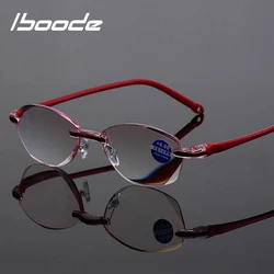 Iboode Dioptrías + 1,0 + 1,5 + 2,0 + 2,5 + 3,5 + 4,0 gafas de lectura sin marco antiluz azul monturas de gafas para presbicia para mujer