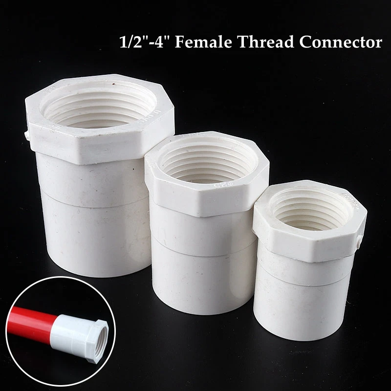 

20-50mm ~1/2"-1.5" Female Thread PVC Straight Connector Water Pipe Joint Aquarium Parts Garden Irrigation Adapter