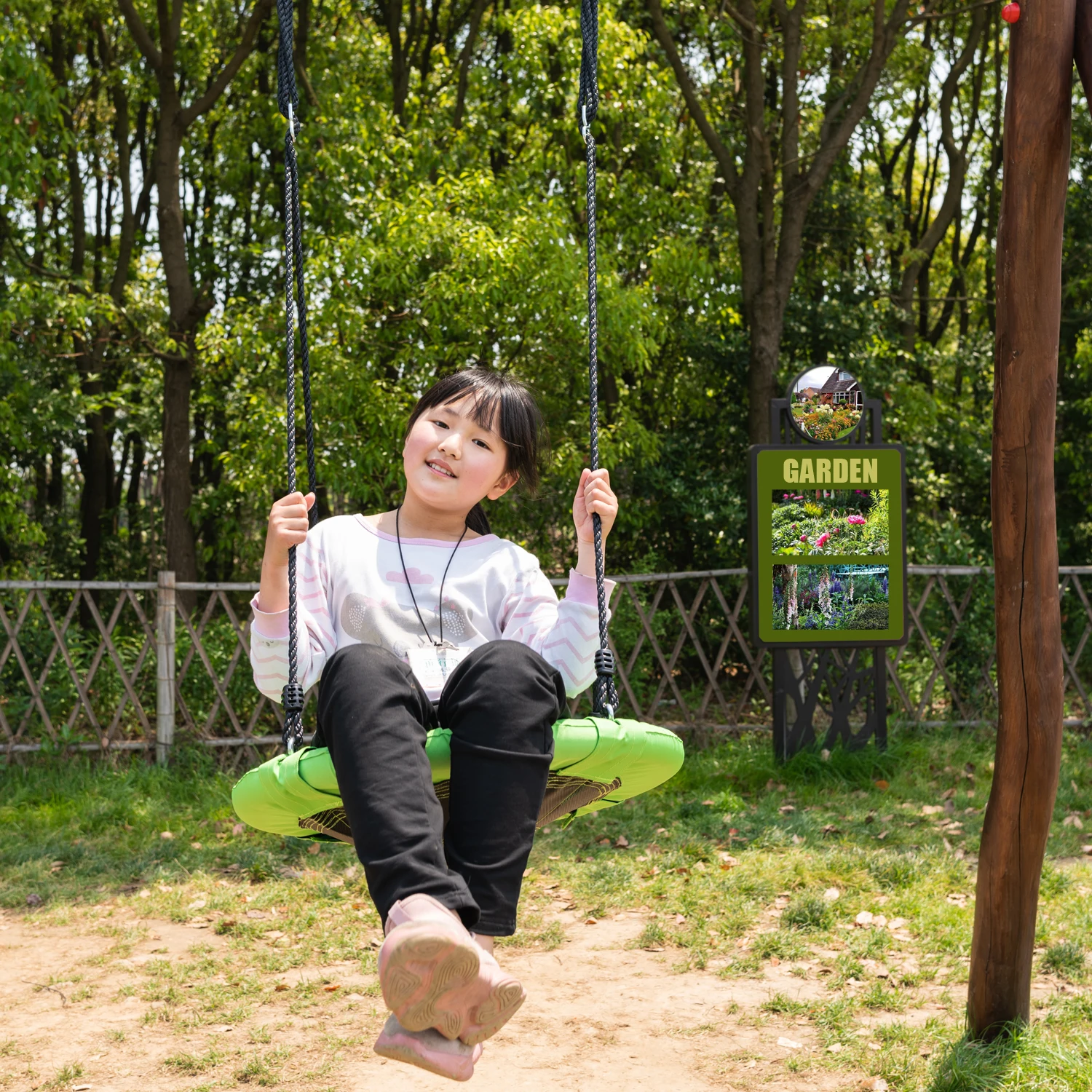 23 inch Flying Saucer Tree Swing Kids Play Set Swing Children Sports Outdoor Indoor Multi-Strand Ropes Safety Swing