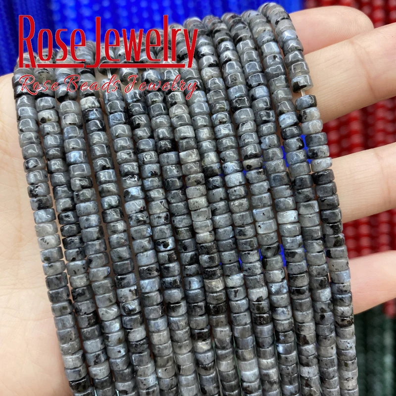 Natural Stone Black Labradorite Larvikite Beads Loose Spacer Beads For Jewelry Making DIY Bracelets Necklaces Accessories 2X4mm