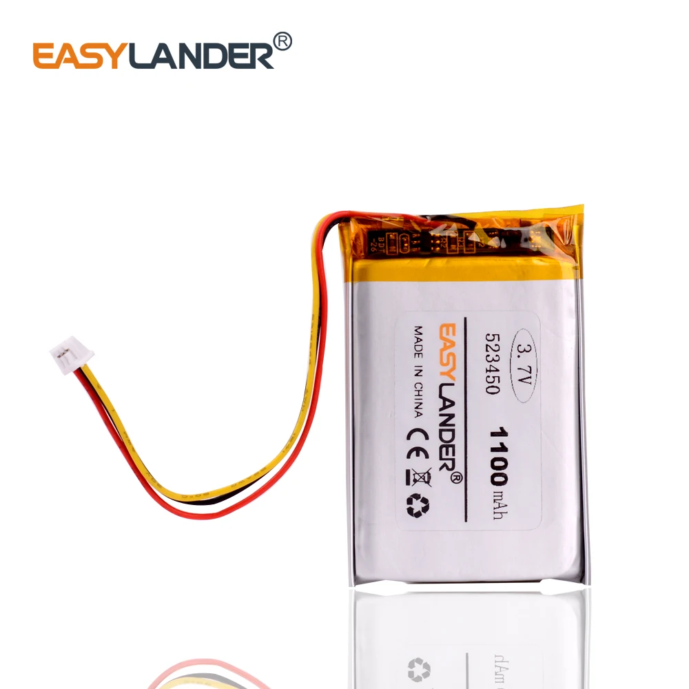 بطارية بوليمر ليثيوم أيون قابلة لإعادة الشحن ، JST1.25 ، 3pin ، من من من من نوع ليثيوم أيون ، 1100mA