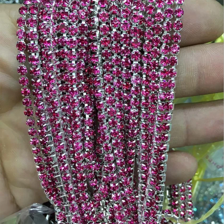 10Yards/Roll DIY Rhinestone Chain Dense Silver bottom цепочка sewing Rhinestones for clothing Art Decoration