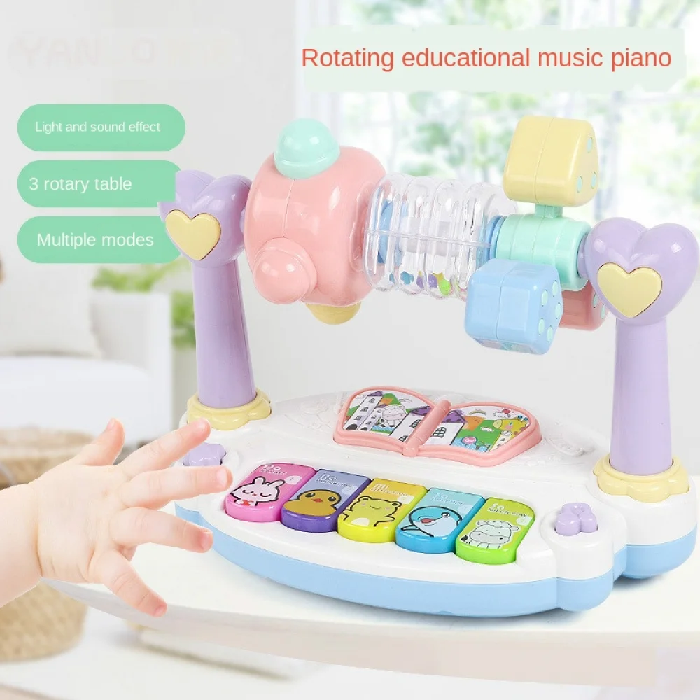 Baby Piano Toys Kids Rotating Music Piano Keyboard with Light Sound, Musical Toys for Toddlers,Early Educational Music Toy Gifts