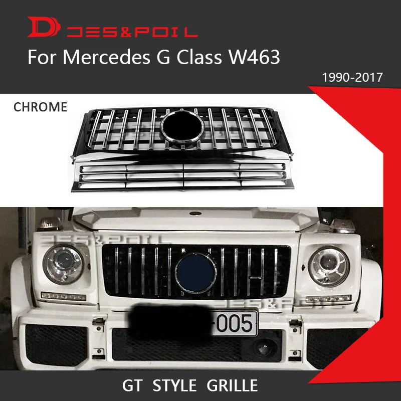 

For Mercedes Benz G Class W463 GT Grille Panamericana Front Bumper Racing Grill G500 G350 G55 1990-2017 G Wagon With Camhole