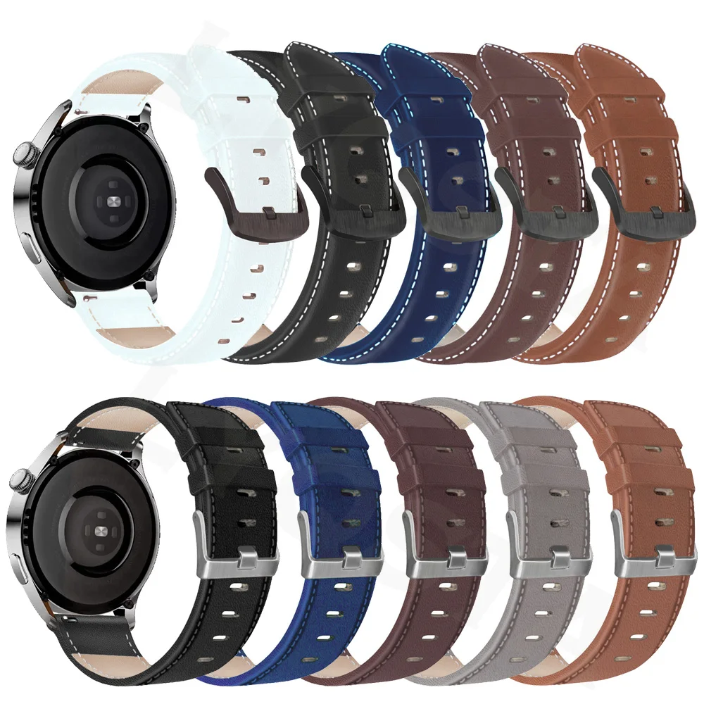 22mm Leather Watch Strap For Samsung Galaxy 46mm SM-R800 Silicone Bracelet For Samsung Watch 3 45mm Gear S3 Watchband