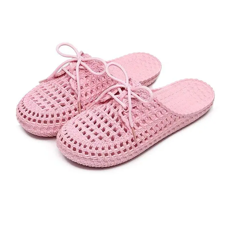 Lace Up Slippers Women Flat Sandals 2021 Summer Vacation Beach Shoes Daily Home Non Slip Soft Slippers Ladies Sandalias Mujer