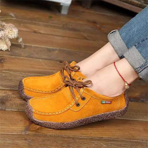 Autumn Lace-up Women Flats Comfortable Loafers Women Shoes Genuine Leather Sneakers Fashion Black Soft Casual Shoes Female
