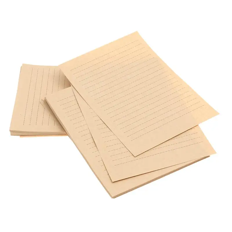 100 hojas A4 Vintage papel Kraft en blanco papeles de escritura Retro A5 forrado papelería juegos de letras de papel