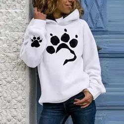 Dog paw Print Women's Hoodies Lightweight Long Sleeve Casual Pullover Hooded Autumn Winter Women Sweatshirt Harajuku Casual 2021