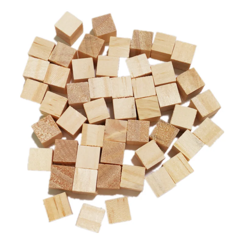 50pcs 10mm Unfinished Wooden Cubes Wooden Square Blocks Ornaments for Crafts Alphabet Blocks Number Cubes or Puzzles Making