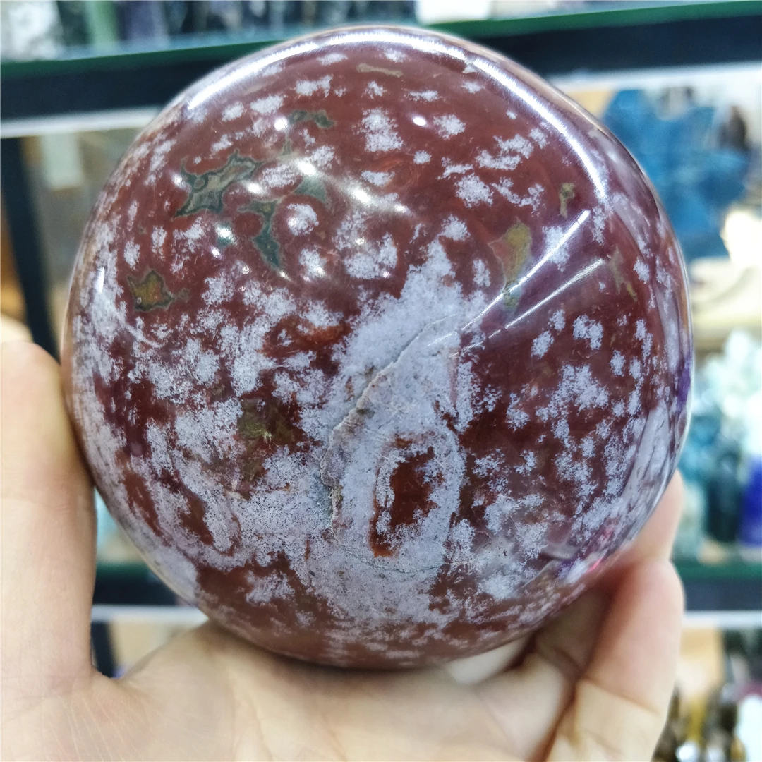 Imagem -05 - Grande Tamanho Natural Oceano Jasper Bola Cenário Pedra Esfera de Cristal Arte Estética Sala Estar Furnish e Decorar Feng Shui 1.5kg