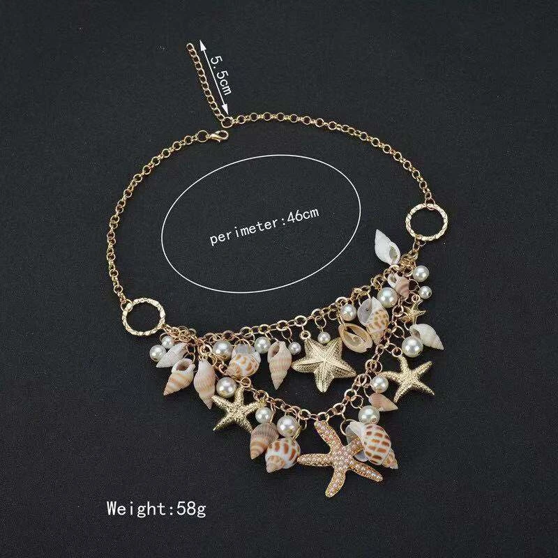 BLUELANS Necklace Ocean Seashells simulated Pearl Starfish Bib Chokers Necklace Statement High Quality Jewelry Women бижутерия