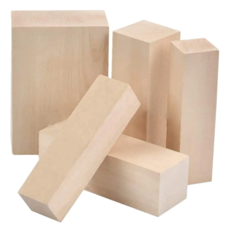 5PC 10PC 15PC Basswood Carving Building Block Kit DIY Handmade Log Materials Rectangle Wooden Carving Supplies