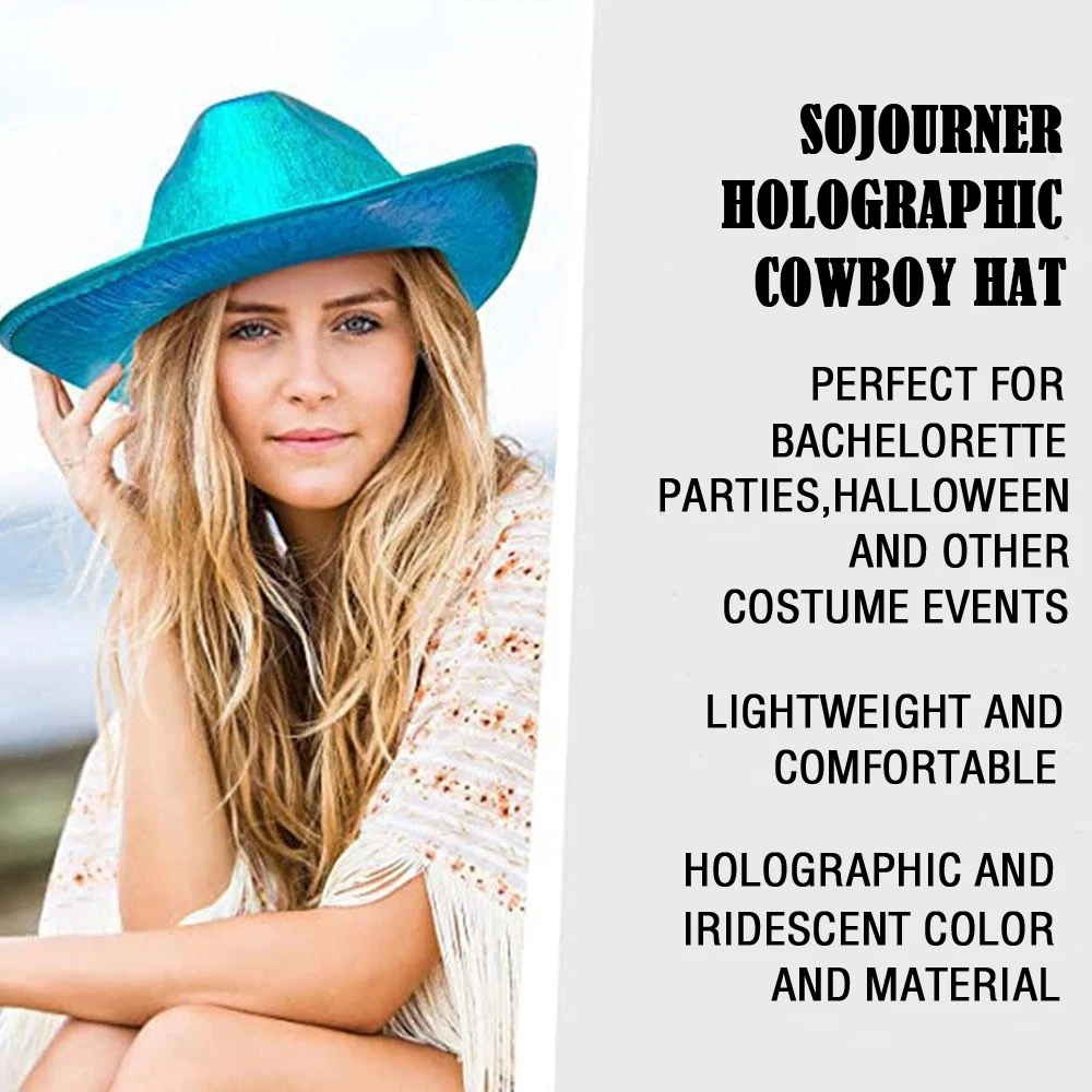 Colorful Cowboy Hat Space Costume Holographic Women Men For Cowgirl Cowboy Hats Funny Party Sun Hat