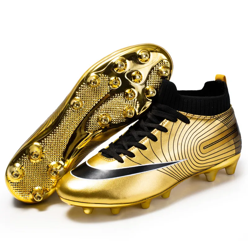 

High Quality Gold Football Boots Men Teenagers FG/AG Soccer Boots for Men Futsal Training Turf Soccer Shoes Men chuteira futsal