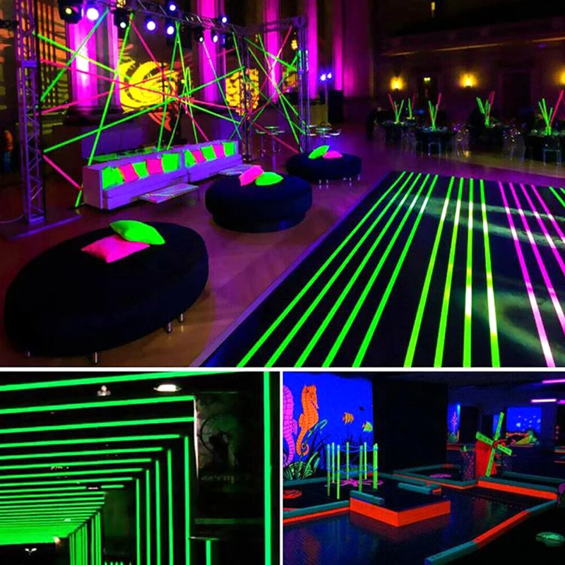 6 Rolls Luminous Tape Safety Warning UV Reactive Tape Blacklight Fluorescent Tape Glow in The Dark Neon Gaffer for Home Decor
