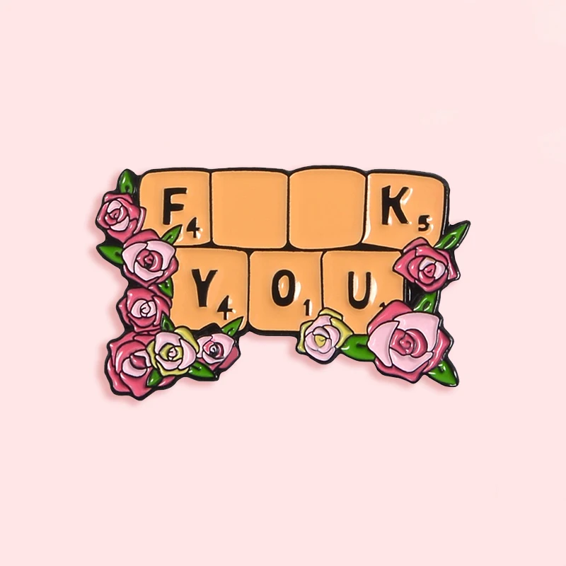 Металлическая эмалированная брошь FXXK YOU с красивой цветочной клавиатурой, индивидуальный значок на лацкан одежды, модные ювелирные аксессуары, подарки