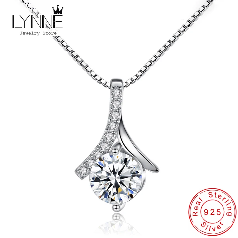New Fashion Flower Shape Zircon Pendant Necklace 925 Sterling Silver Fine Rhinestone Musical Note Charm Neckalces Women Jewelry