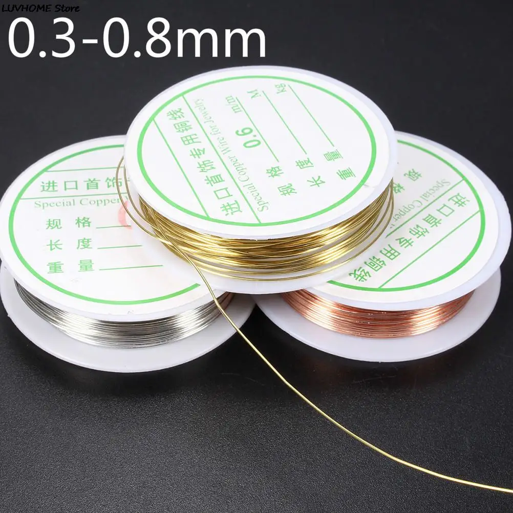 0.3mm 0.4mm 0.6mm 0.8mm Silver Gold Copper Color Alloy Cord Beading Wire DIY Craft Making Jewelry Cord String Accessories