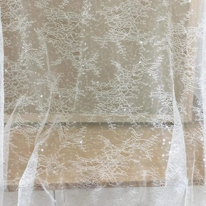 High-quality Transparent Sequin Lace Fabric DIY Veil Lace DIY Lace French Lace Fabric  Wedding Decoration