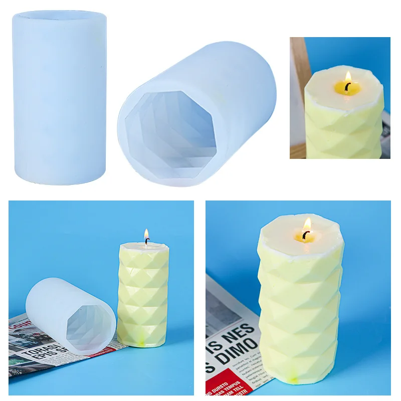 

Candle Mould Diamond Cylindrical Candle Mold Epoxy Resin Mold Light Shaped Resin Mould Jewelry Decoration