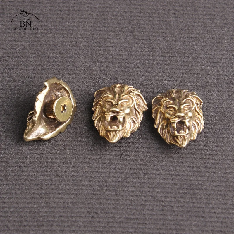 1PCS Brass Lion Head Decorative Buckle Retro Fashion Wallet Rivet Button DIY Leather Bag Backpack Belt Screw Buckle Accessories