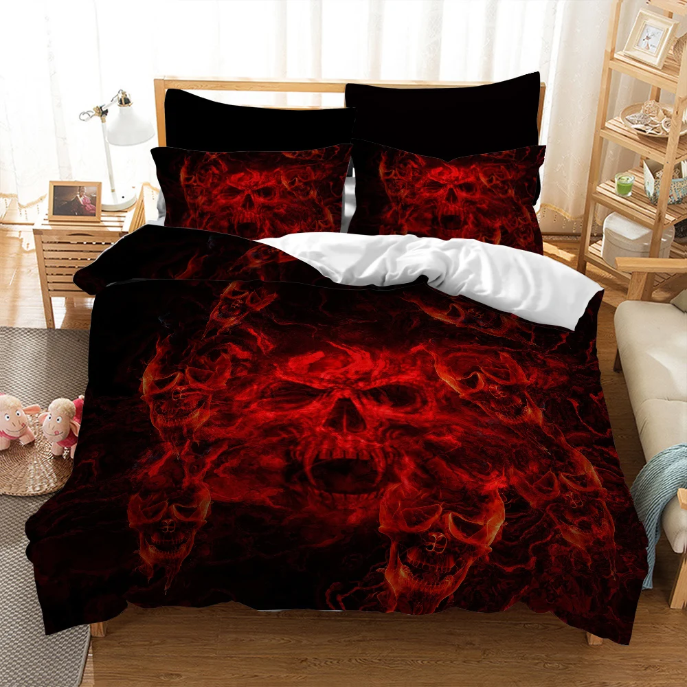 Fanaijia 3d King Size Bedding Sets Luxury Red Sugar Skull Print Duvet Cover and Pillowcase Bed Set Bedlinen Dropshipping