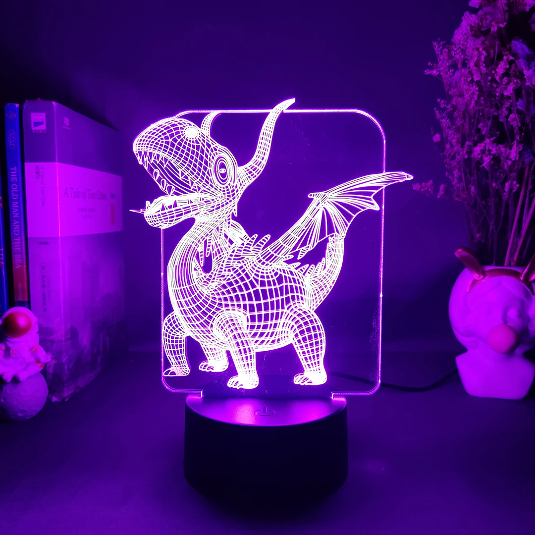 Dinosaur 3D Night Light Color Changing Pterosaur Lamp LED Bedside Table Lighting Bedoom Decoration Beautiful Gift Lampara Child