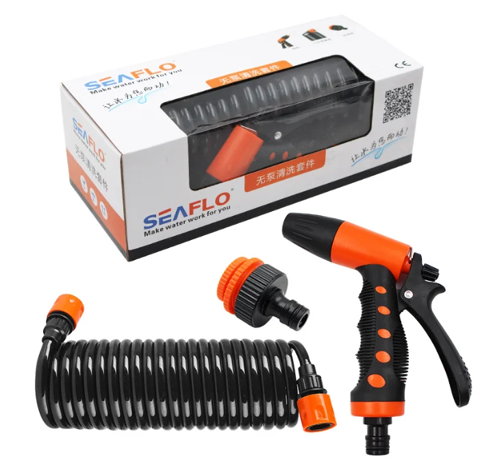 Hosecoil Washdown System Faucet Cleaning kit water gun without Pump Kit for Marine RV Boat Spraying