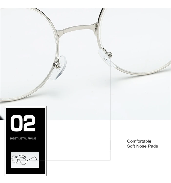 Runde Myopie-Brille für Damen und Herren, Retro-Metallbrille mit klaren Gläsern, kurzsichtige Brille, schwarz, silberfarben, goldfarbene Rahmen, -1,0, -1,5, -2,0 bis -4,0 – Detail 17