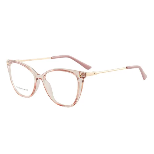 Imagen 2 del producto Gafas ópticas antirayos azules de ojo de gato, montura de gafas de plástico, borde completo, estilo de mujer con bisagras de primavera, superventas