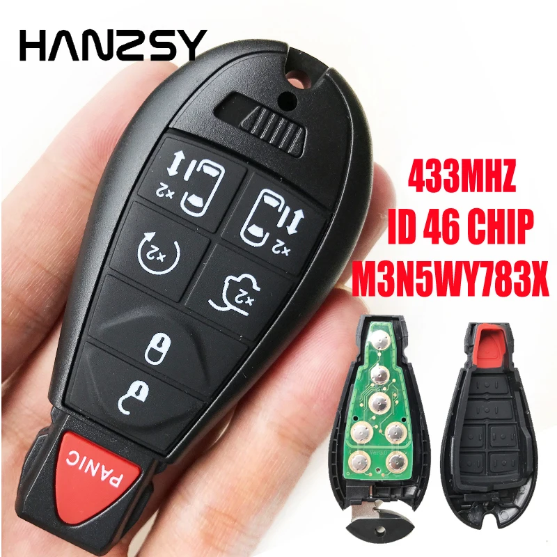 7 Buttons Remote key For Chrysler 300C Voyager 2008 2009 2010 /Jeep Cherokee /Dodge Caliber Journey 433Mhz ID46 Smart Car key