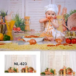 Newborn Kitchen Photography Background Wooden Door Backdrop Baby Shower Children Portrait Party Decorative Props Photo Studio