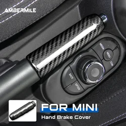 AMBERMILE for Mini Cooper F55 Hardtop F57 F56 Hatchback Accessories Hard Carbon Fiber Interior Car Hand Brake Grip Covers Trim