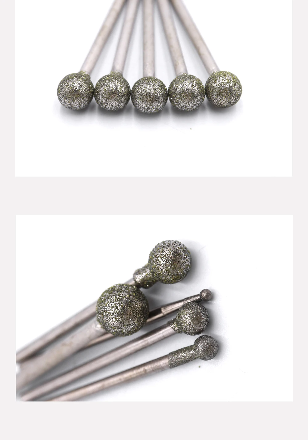 Reilyn 20 Stück kugelförmige Diamantschleifköpfe 2,35 mm 120 # Grobes Grit für Jade-Polier-, Form- und Schleifwerkzeuge – Detail 5