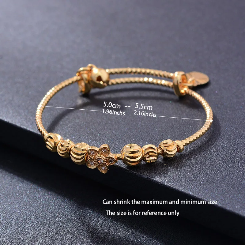 4pcs/lot 3-9 Years Baby Jewelry Adjustable Durable Gold Color Baby Bangles Bracelet Jewelry Gifts