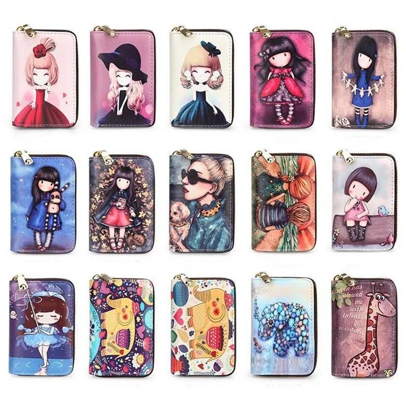 

15 Colors Beautiful Girls Organ Card Bag PU Leather Wallet Cute Business Card Case Credit Card Holder Mini Zipper Clutch Bag