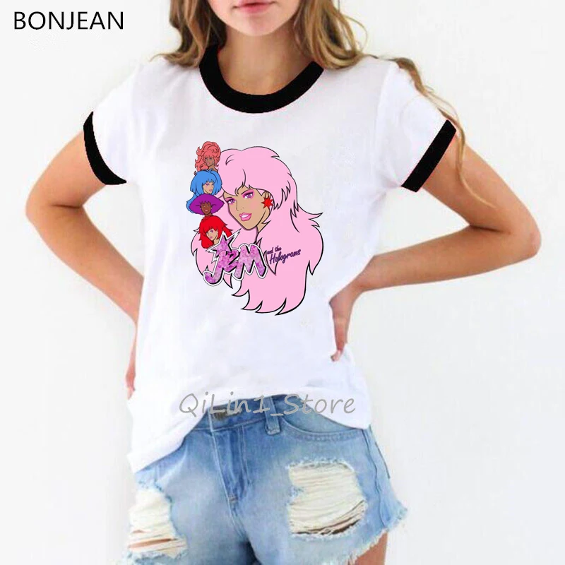 Jem And The Holograms T Shirt Summerwomens Short Sleeve O-neck T-shirt Casual female Hip Hop tshirt graphic Tees Tops t-shirts