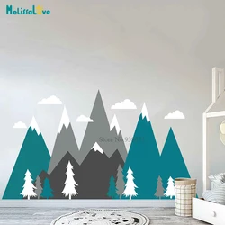 Nursery Adventure Mountain Mural Decal Woodland Playroom Baby room Decor Removable Vinyl Wall Sticker BA989