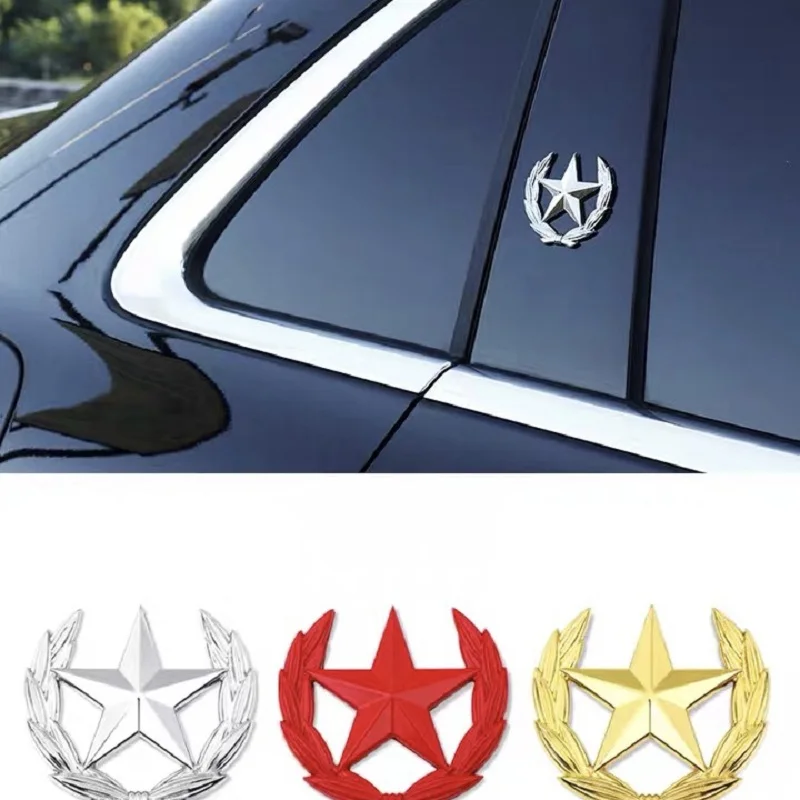 Pentagram star Metal Car Sticker Logo Emblem Badge Car Styling Sticker For Universal Car Motorcycle Decorative Accessories