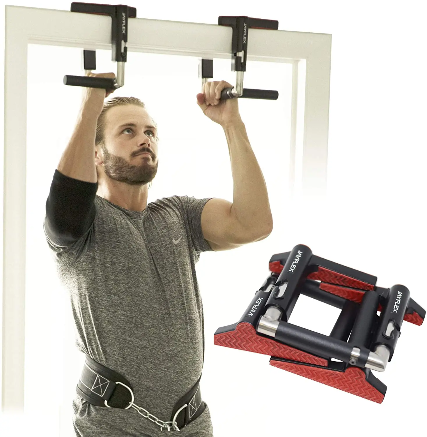 Door Pull-up Bar Handles - Doorframe Pullup Bar - Home and Travel Doorway Gym - Smart Clamp Adjustable - Portable