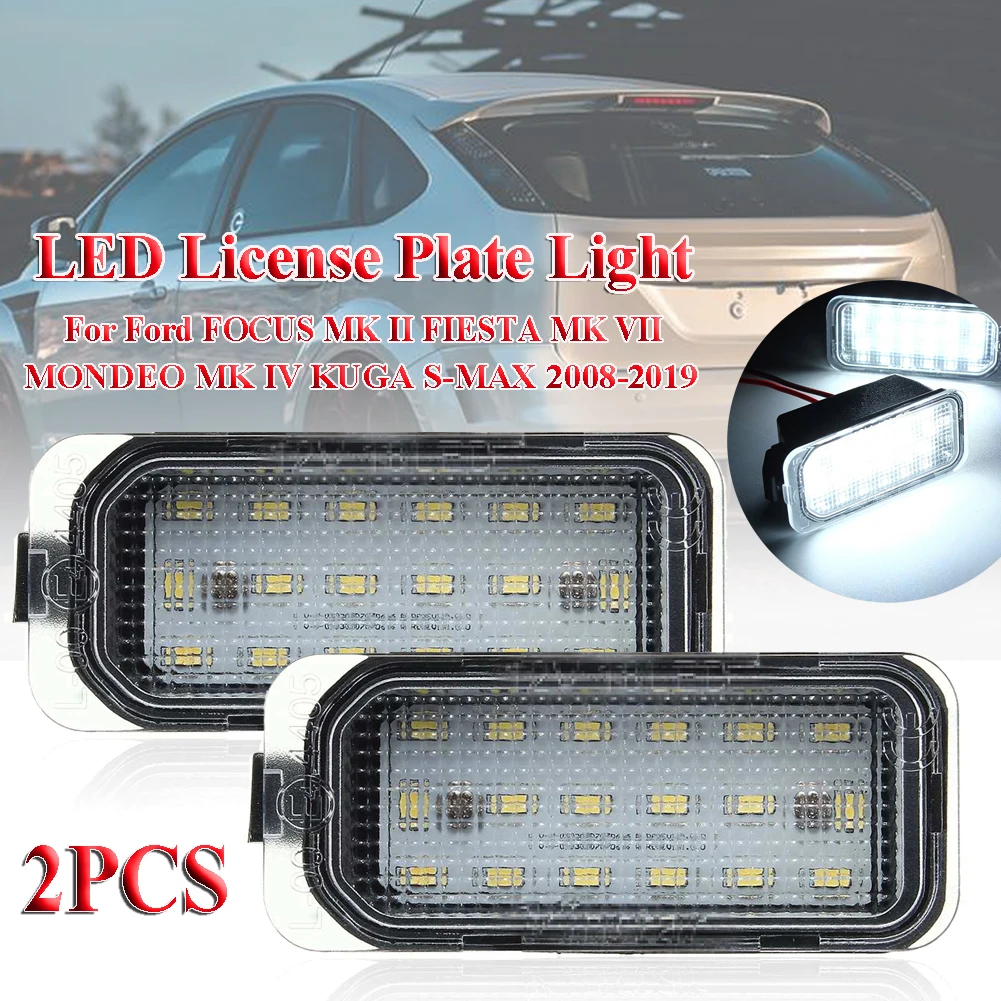 2X LED Number License Plate Light for Ford FOCUS MK II FIESTA MK VII MONDEO MK IV KUGA S-MAX 2008-2019