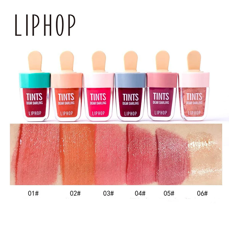 LIPHOP 6 Farben Eis Lip Tint Langlebig Flüssigen Lippenstift Wasserdicht Sexy Matte Lip Gloss Tattoo Make-Up