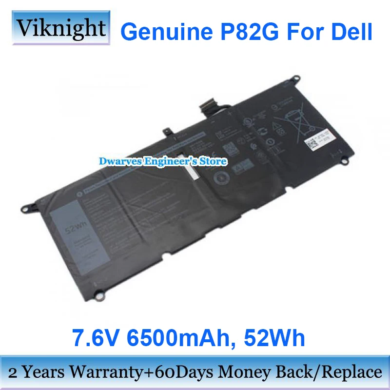 Genuine P82G 6500mAh Laptop Battery for XPS 13 2018 9370 9380 0H754V DXGH8 H754V 52Wh 7.6V