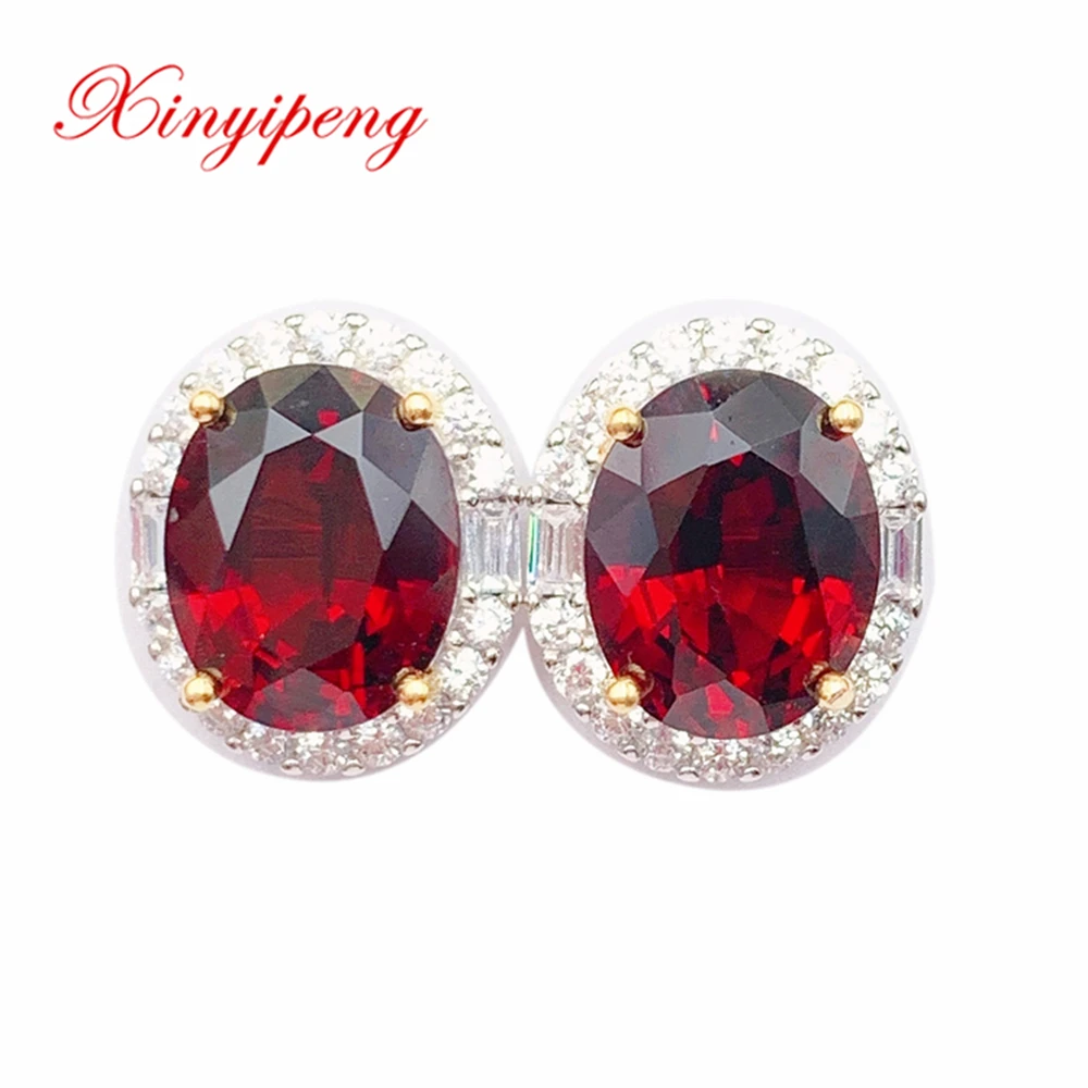 

Xin Yipeng Gem Jewelry Real S925 Sterling Silver Inlaid Natural Garnet Earrings Fine Wedding Party Gifts For Women Free Shipping